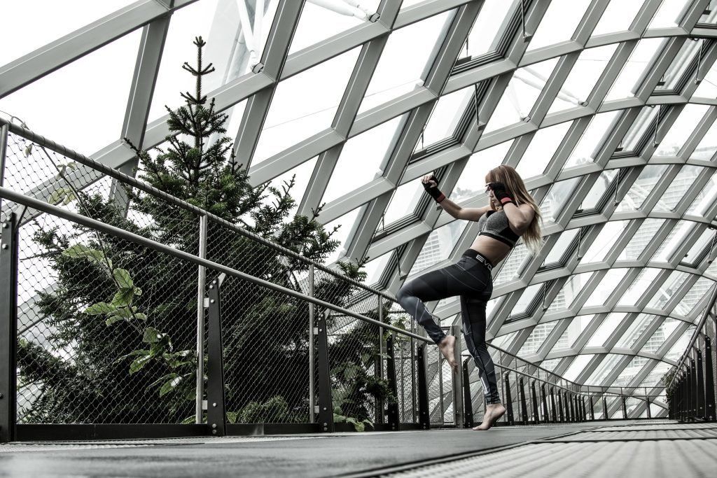 ONE Atomweight World Champion Angela Lee is wearing the Evolve Women's Grappling Spats.