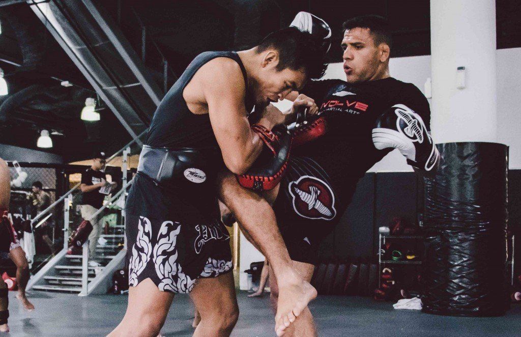 UFC Lightweight World Champion Rafael Dos Anjos practices his Muay Thai with multiple-time Muay Thai World Champion Petchboonchu FA Group. 